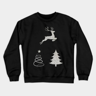 Silver Faux Glitter Christmas Trees and Reindeer Pack Crewneck Sweatshirt